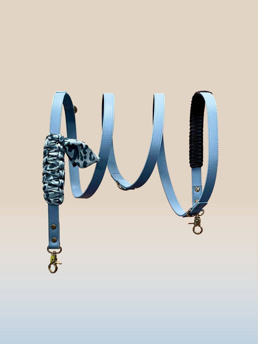 Laisse-bandana Blue multiposition en simili cuir